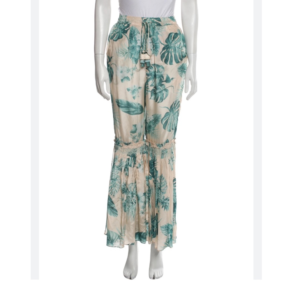 ROCOCO SAND Viscose Ivory Floral Ruffle Bell Lace Drawstring Pant M